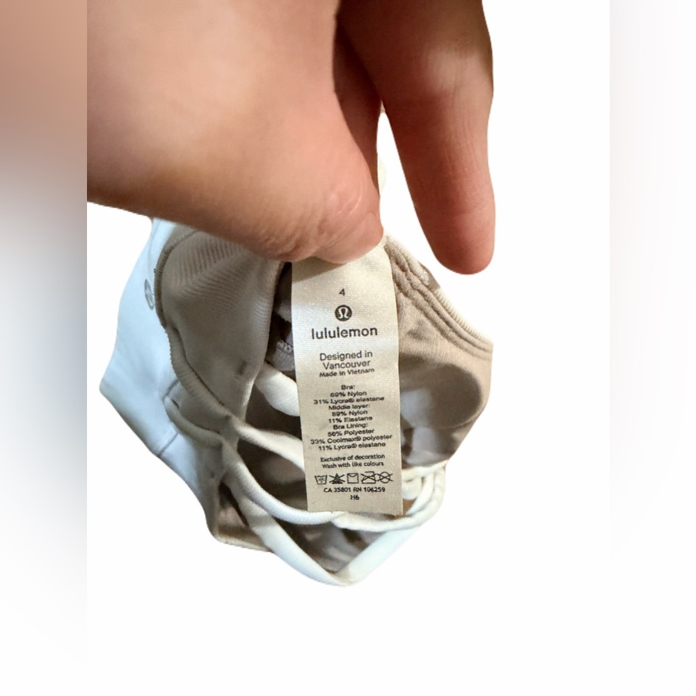 Lululemon Energy Bra High Neck Long Line size 4 square dot bone color - Picture 8 of 9